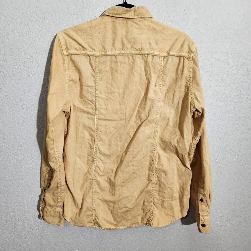 U.S. Polo Assn Shirt Mens Medium Tan Long Sleeve Button Down Dobby Pocket Logo